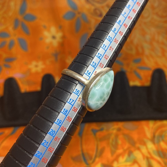 Solid Sterling Silver Larimar Ring - Picture 3 of 4